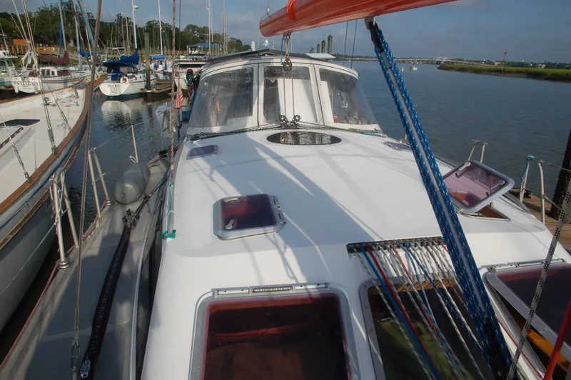 Slide: The Image of Sailboat docked at marina, Garcia 48 Raised Salon, 2000 model, sunny day. - 19