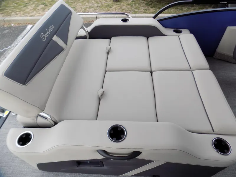 Slide: The Image of 2023 Barletta C20UC boat seating with cup holders and adjustable backrest. - 8