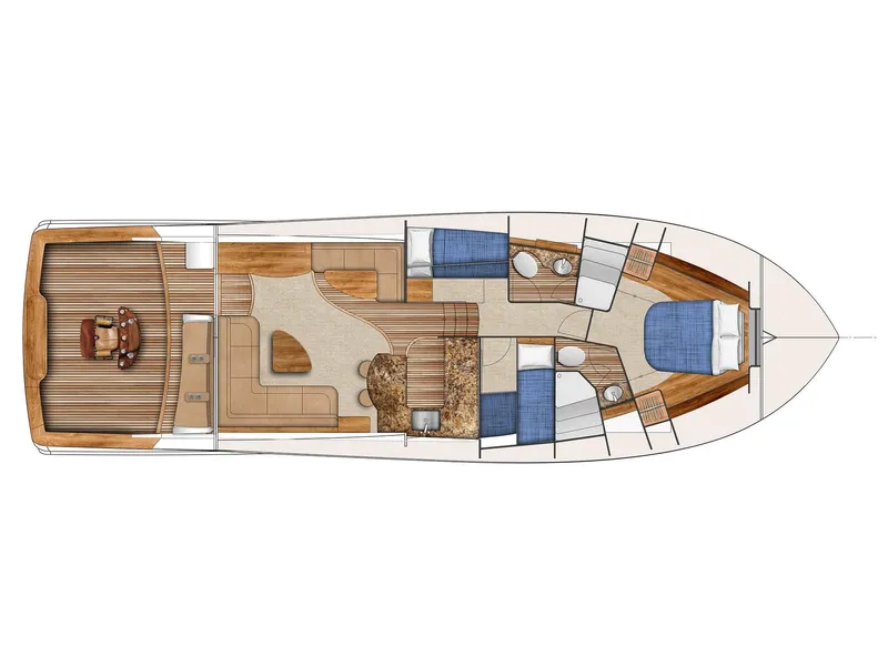 Slide: The Image of Luxurious seating on 2026 Albemarle 53 Spencer yacht, featuring tan leather upholstery. - 2
