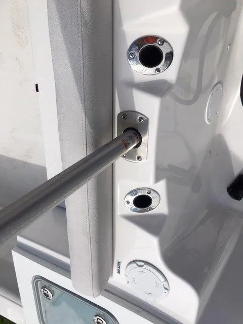 Slide: The Image of 2022 Sea Fox 248 Commander boat interior with rod holder and seating detail. - 26