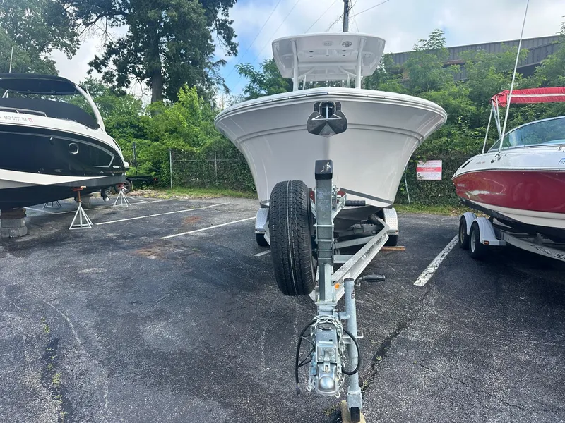 Slide: The Image of 2022 Sea Fox 248 Commander boat on trailer in parking lot. - 7