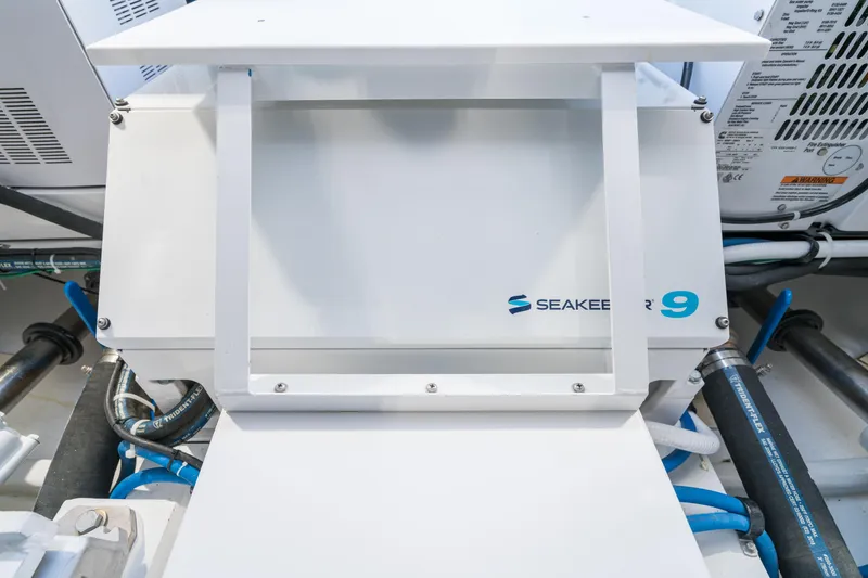 Slide: The Image of Seakeeper 9 gyroscope stabilizer in 2025 Henriques 50 Sportfisherman engine room. - 17