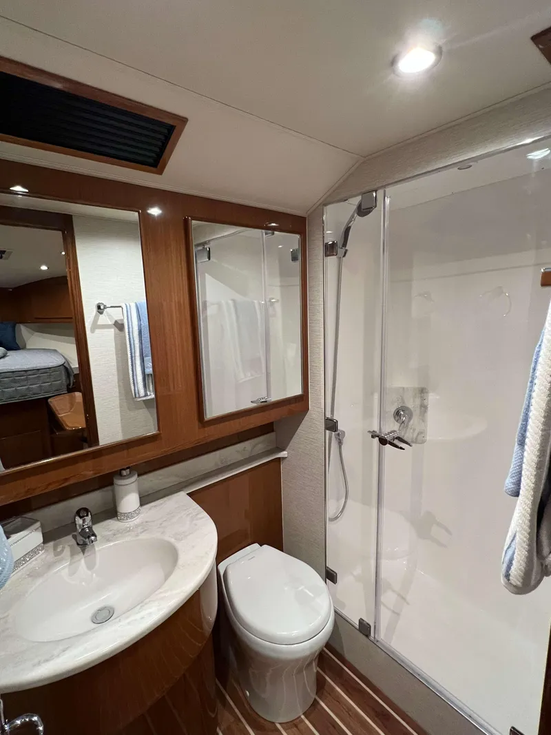 Slide: The Image of Modern bathroom in 2025 Henriques 42 Express yacht with shower and vanity. - 19
