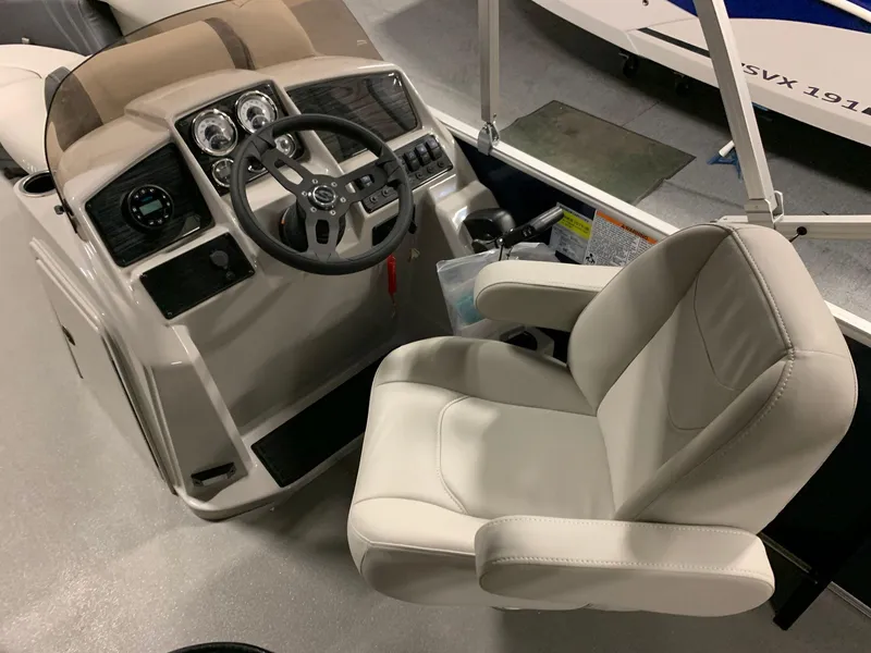 Slide: The Image of Interior of 2026 Sylvan Mirage 818 Cruise with console and seat. - 7