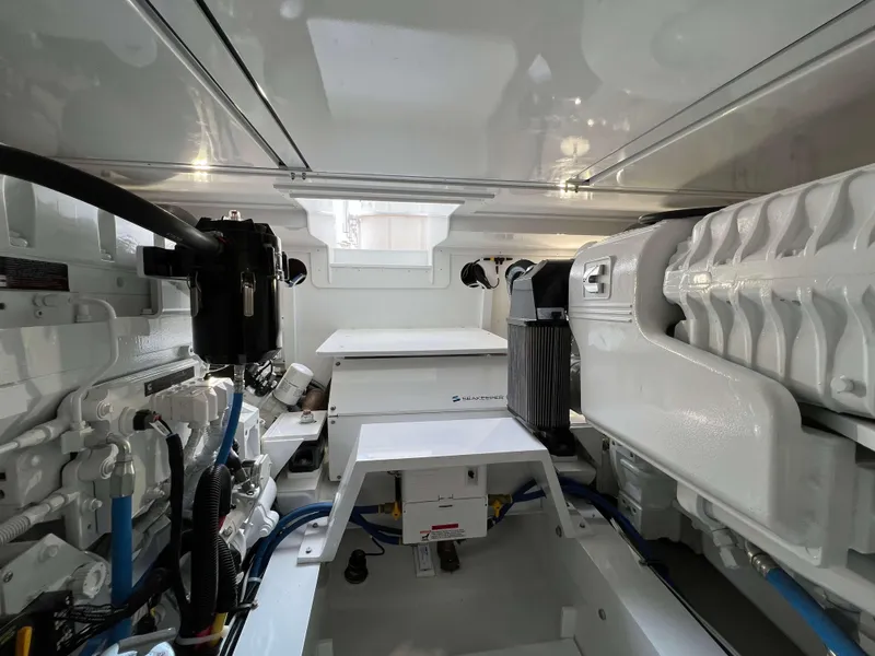 Slide: The Image of Engine room of 2025 Henriques 42 Flybridge, showcasing modern equipment and clean design. - 39
