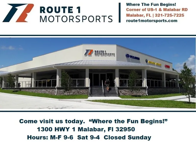 Slide: The Image of Route 1 Motorsports dealership in Malabar, FL, showcasing 2022 Manitou 23 Encore RF VP. - 27