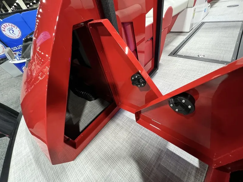 Slide: The Image of Red Montara SURF BOSS 23 boat interior, showcasing open storage compartments, 2022 model. - 12