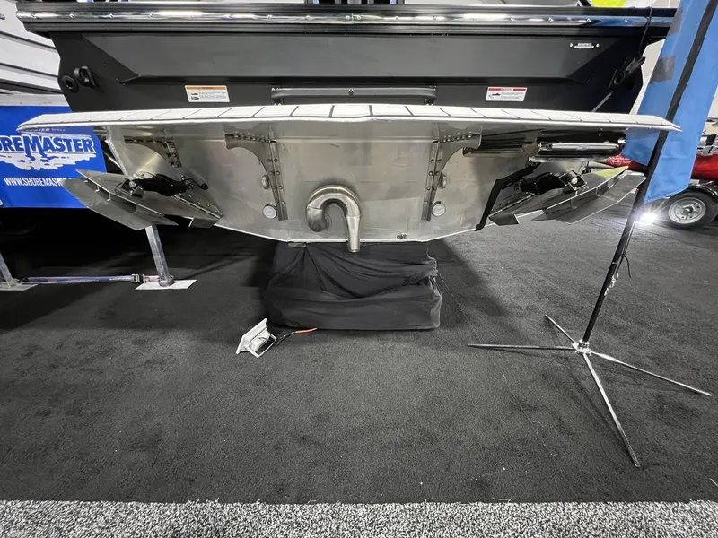 Slide: The Image of Rear view of 2022 Montara SURF BOSS 23 boat, showcasing its advanced hull design. - 7