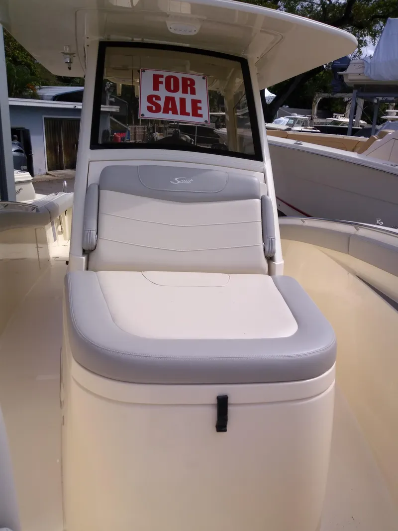 Slide: The Image of 2025 Scout 305 LXF boat for sale, front seating area view. - 4