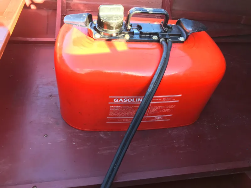 Slide: The Image of Red gasoline tank in a 1954 Chris-Craft kit boat. - 6