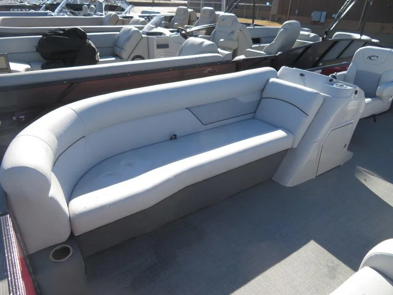 Slide: The Image of 2022 Crest Classic Fish 200 SF pontoon boat interior with spacious seating. - 5