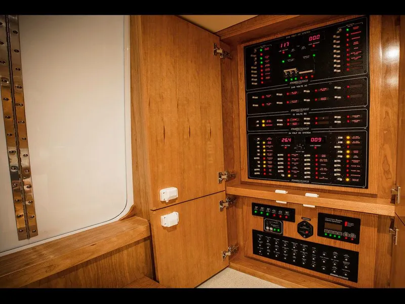 Slide: The Image of Electrical control panel inside 2025 Albemarle 410 Express Fisherman boat. - 6