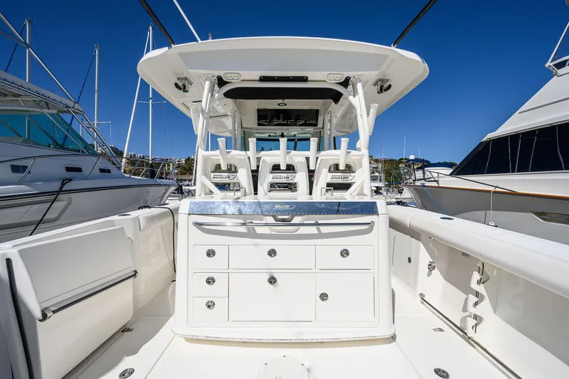 Slide: The Image of Boston Whaler 350 Outrage 2016, luxurious boat dock interior. - 38