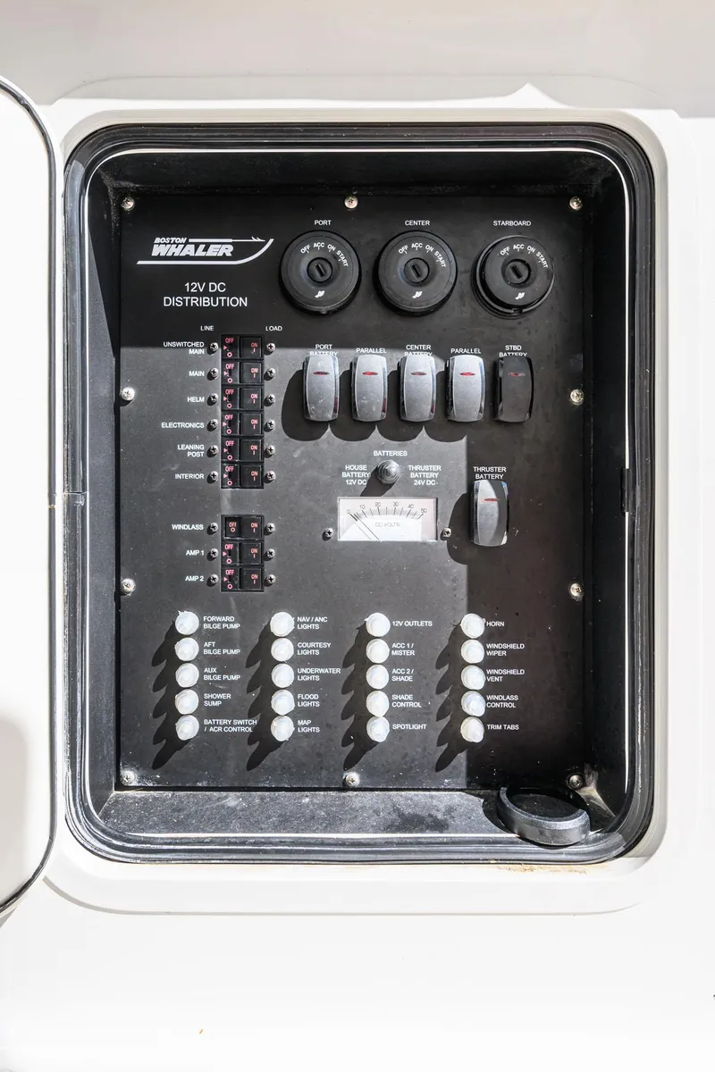 Slide: The Image of 2016 Boston Whaler 350 Outrage electrical panel. - 47