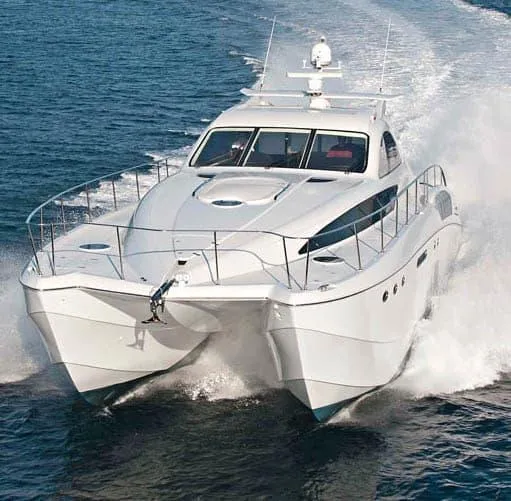 The Image of Custom Axcell Yachts 650 Power Catamaran cruising on open water, 2010 model. - 0