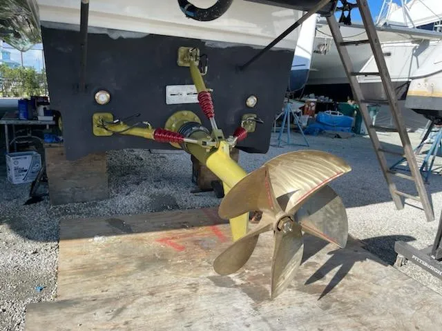 Slide: The Image of Propeller of 2010 Custom Axcell Yachts 650 Power Catamaran in dry dock. - 16