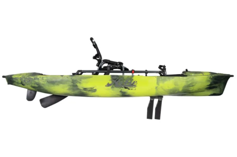 Slide: The Image of 2023 Hobie Mirage Pro Angler 12 kayak with 360 Drive Technology, side view. - 8