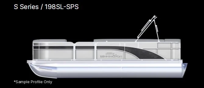 The Image of 2023 Bennington 198SL-SPS pontoon boat, side profile view, S Series model. - 1