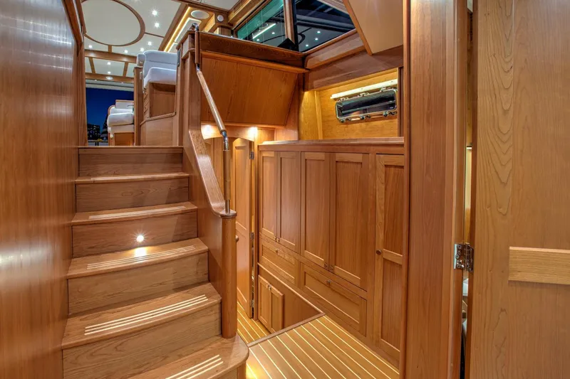 Slide: The Image of Luxurious wooden interior of 2025 Sabre 58 Salon Express yacht. - 8