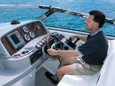 Slide: The Image of Interior of 2002 Formula 370 Super Sport yacht with kitchenette and seating area. - 21
