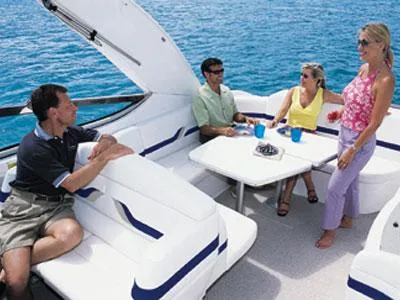 Slide: The Image of Luxurious interior of 2002 Formula 370 Super Sport yacht with plush seating and modern amenities. - 22