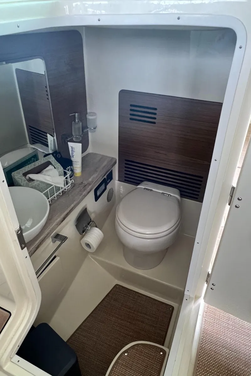 Slide: The Image of 2020 Chris-Craft Launch 31 GT boat bathroom with modern amenities. - 19