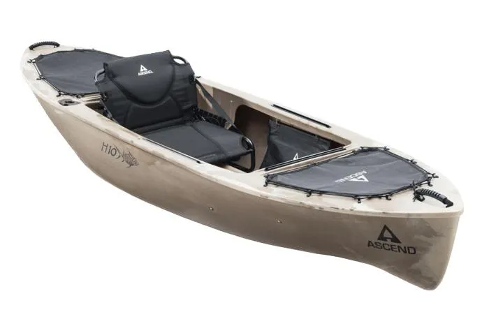 Slide: The Image of 2022 Ascend H10 Hybrid Sit-In kayak in Desert Storm color, featuring comfortable seating and storage. - 9