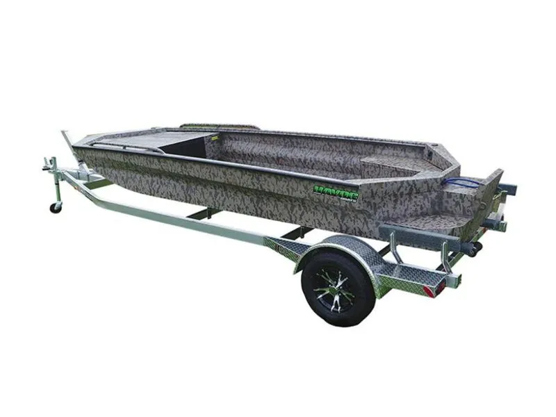 Slide: The Image of 2022 Havoc 1860 Dbst boat on trailer, camouflage design, side view. - 8