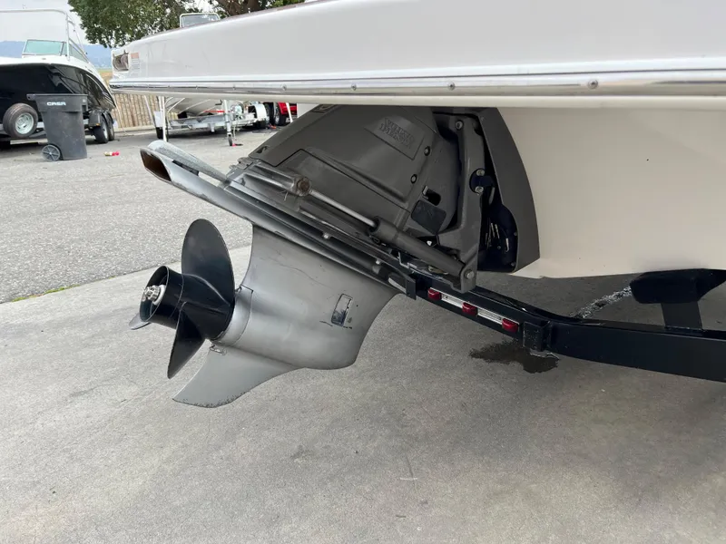 Slide: The Image of 2013 Regal 1900 boat stern drive and propeller on trailer. - 6