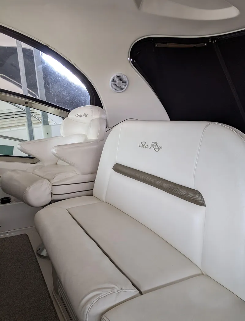 Slide: The Image of Luxurious interior seating of a 2006 Sea Ray 44 Sundancer yacht. - 12