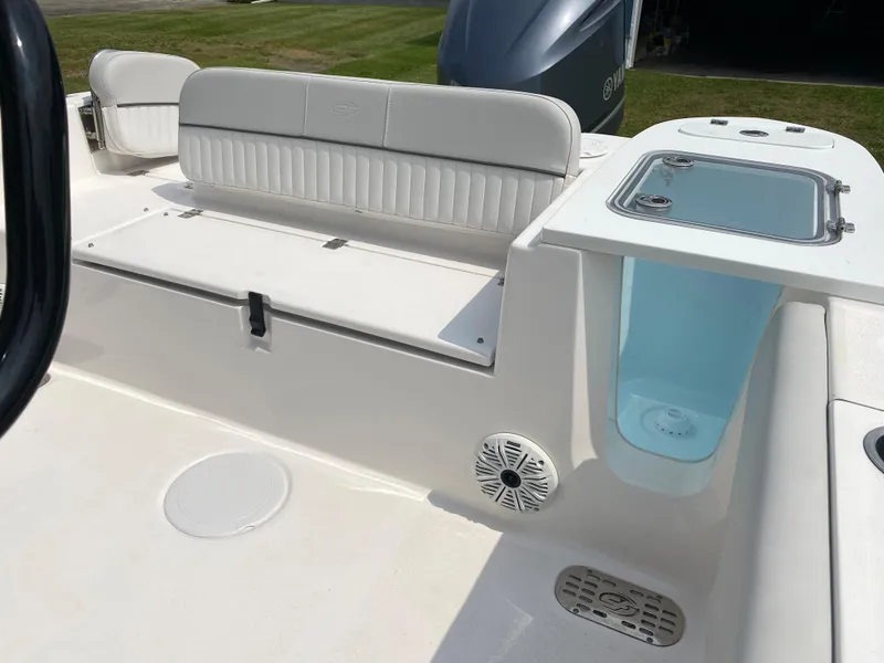 Slide: The Image of 2020 Sea Fox Commander 248 boat interior with seating and storage. - 19