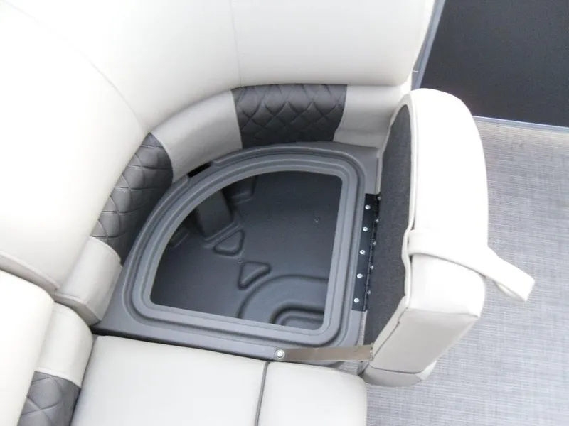 Slide: The Image of 2023 Sun Tracker PARTY BARGE® 22 XP3 storage compartment under seat. - 38