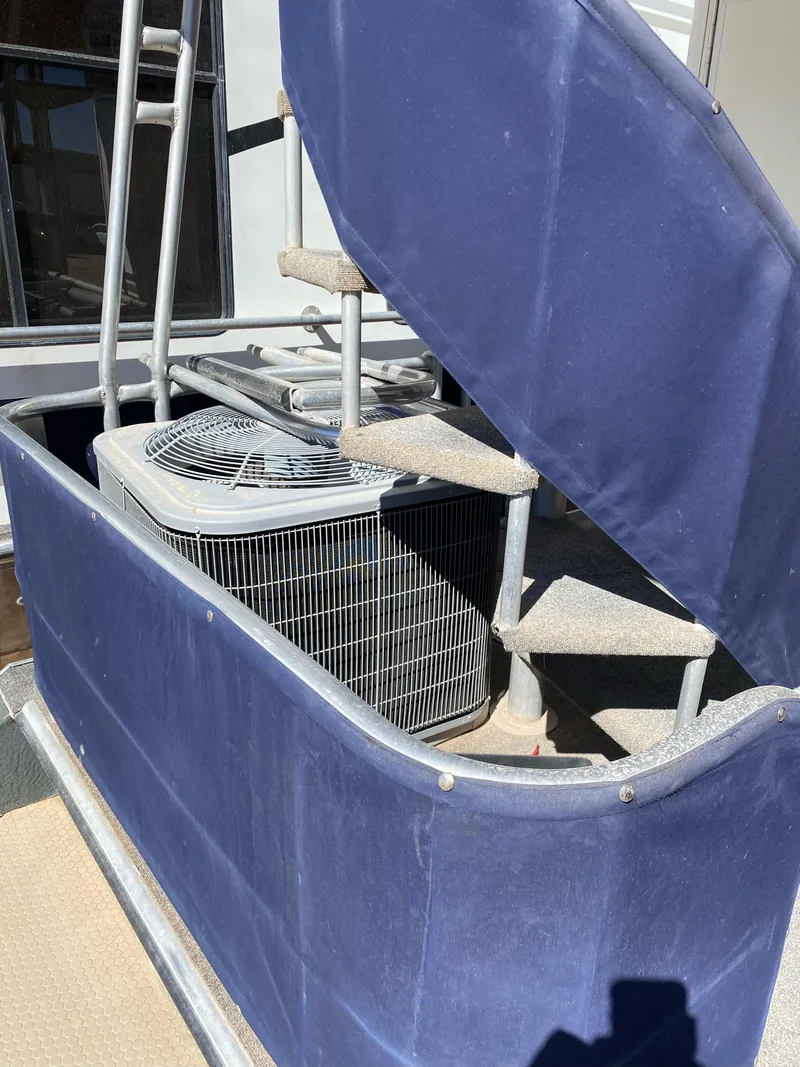 Slide: The Image of Staircase with blue fabric cover on a 2001 Stardust Cruisers Summer Dreamin' Trip. - 4