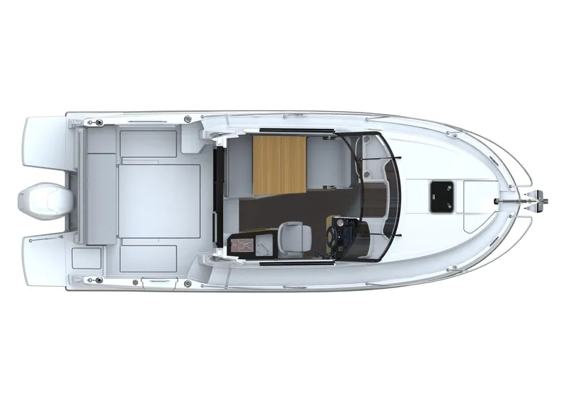 Slide: The Image of Top view of 2023 Beneteau Antares 8 boat layout, featuring cabin and deck. - 34
