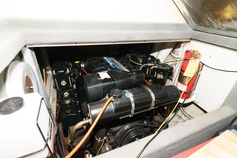 Slide: The Image of Engine compartment of a 1997 Bluewater Yachts 680 Custom Series boat. - 29