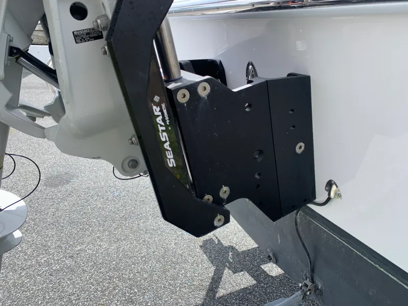 Slide: The Image of Close-up of SeaStar hydraulic steering on 2022 Judge 22 Shoreman boat. - 8