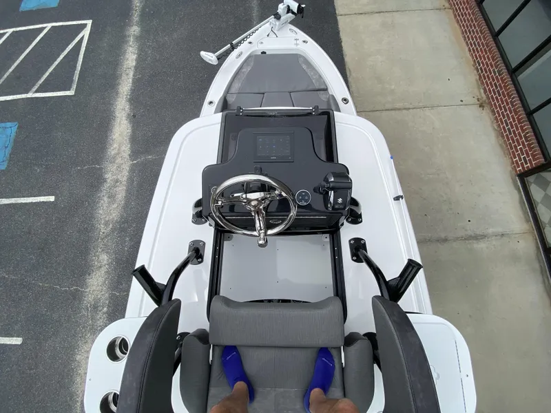 Slide: The Image of 2022 Crevalle 26 HCO boat cockpit and helm station, top view. - 41