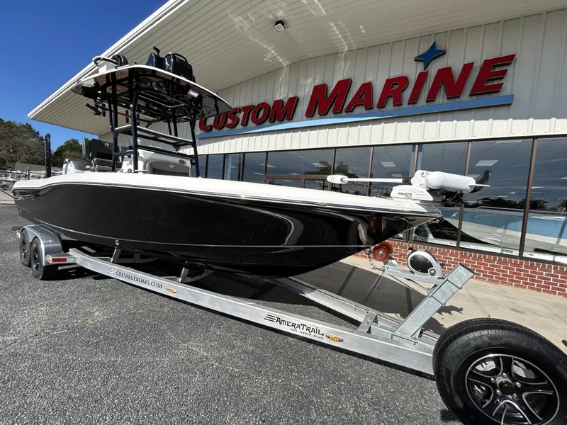 Slide: The Image of 2022 Crevalle 26 HCO boat on trailer at Custom Marine dealership. - 45