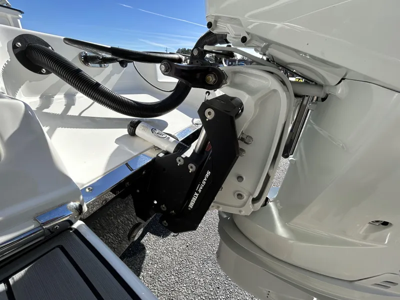 Slide: The Image of 2022 Crevalle 26 HCO boat engine mount and hydraulic steering system. - 49