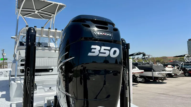 Slide: The Image of 2023 Dargel KAT 250 DX boat with a 350 Verado engine. - 15