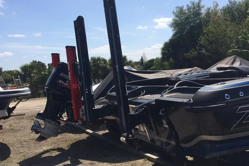 Slide: The Image of 2020 Nitro ZV21 boat with Mercury outboard motor in outdoor setting. - 9