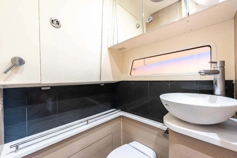 Slide: The Image of Modern bathroom in Scout 377 LXF boat, year 2026. - 17