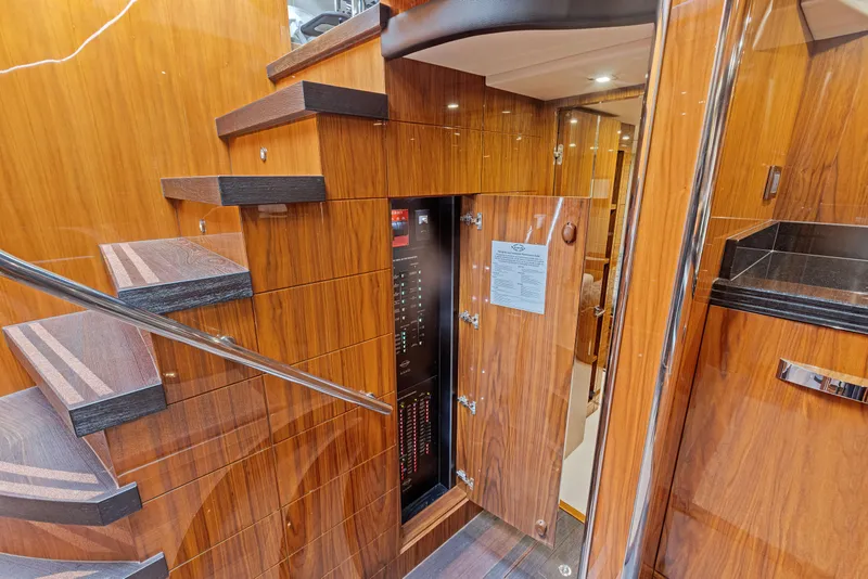 Slide: The Image of Interior stairs and control panel of 2015 Sunseeker Predator 68 yacht. - 25