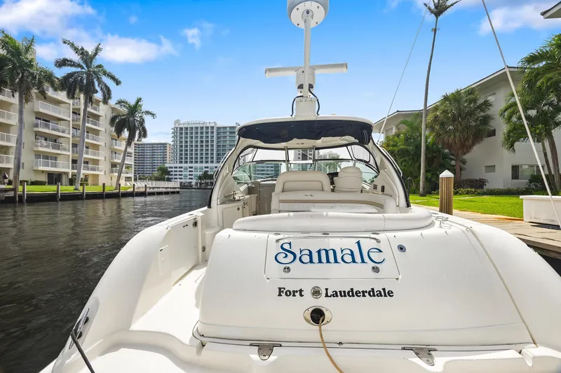Slide: The Image of 2008 Sea Ray 44 Sundancer yacht docked in Fort Lauderdale marina. - 19