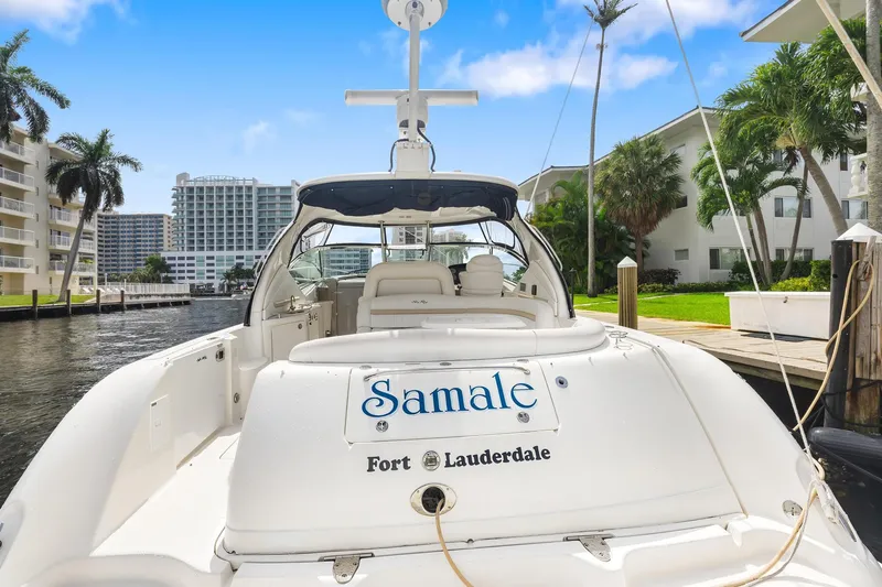 Slide: The Image of 2008 Sea Ray 44 Sundancer yacht docked in Fort Lauderdale marina. - 20