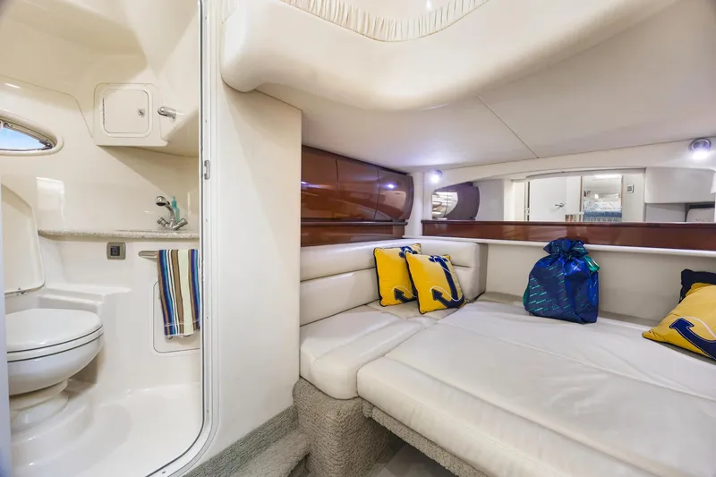 Slide: The Image of Luxurious interior of 2008 Sea Ray 44 Sundancer yacht with cozy seating and modern amenities. - 33