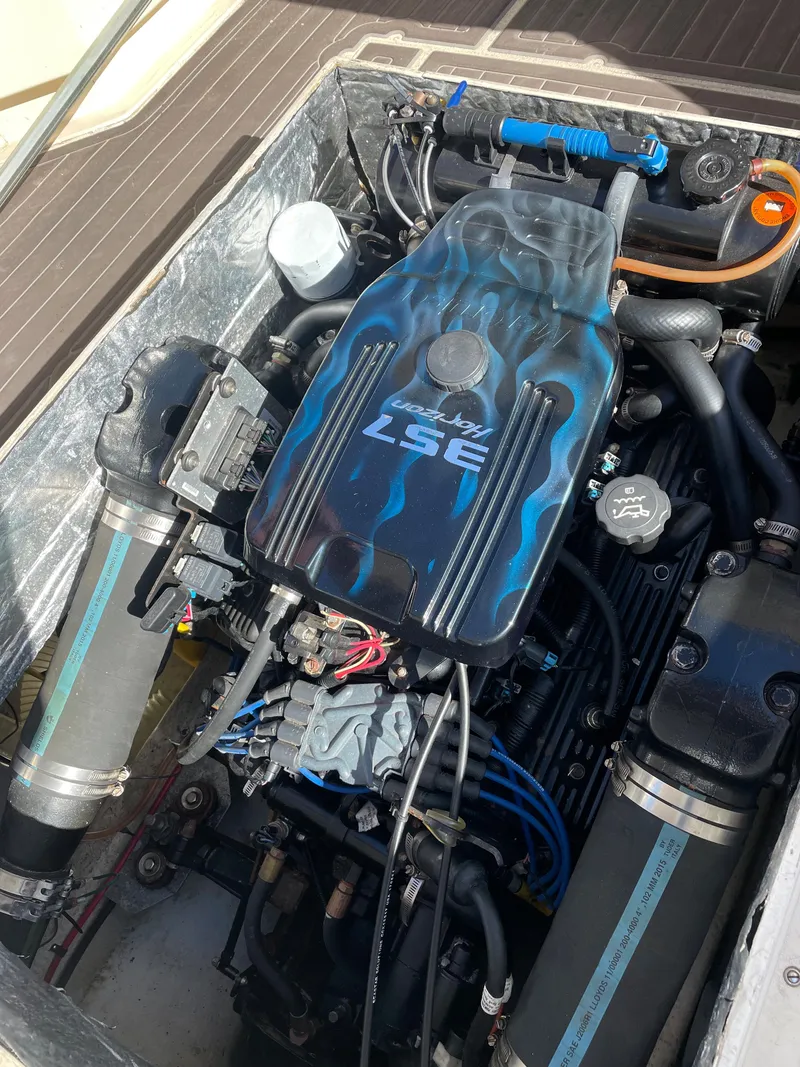 Slide: The Image of 1984 Farallon 25 Whaleback engine compartment with LS7 engine. - 15