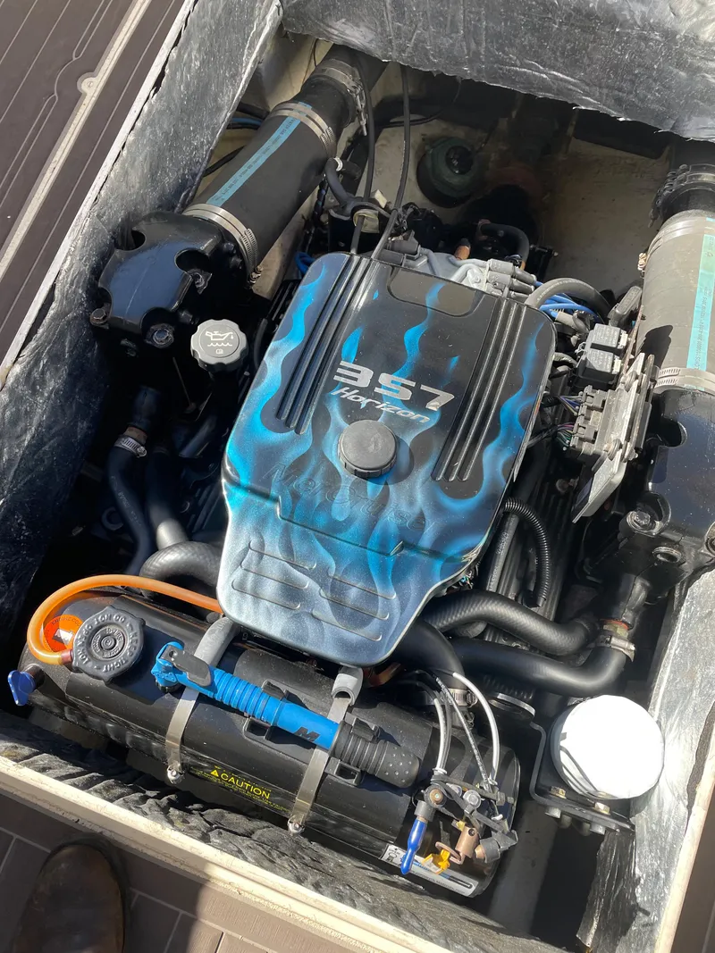 Slide: The Image of 1984 Farallon 25 Whaleback engine compartment with a 357 engine. - 16