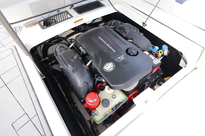 Slide: The Image of 2018 Monterey 238SS boat engine compartment with Volvo Penta engine. - 8