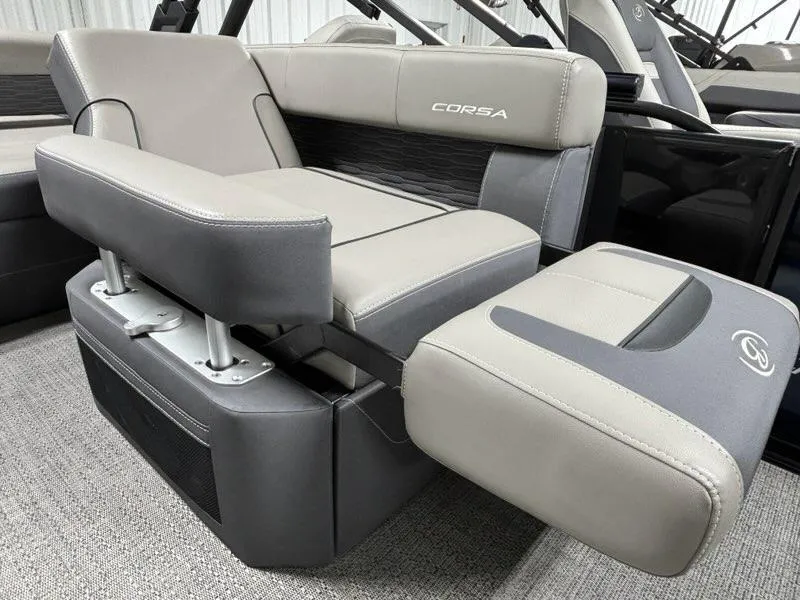 Slide: The Image of 2024 Barletta Corsa 23UA boat interior with luxurious seating. - 5